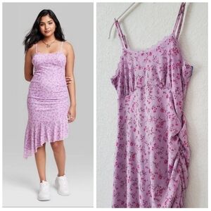Wild Fable Lavender Purple Y2K 90s Style Micro Floral Asymmetrical Dress XS